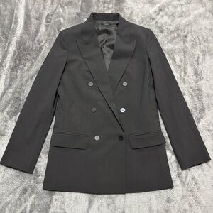 Theory Blazer Women’s 0 Black Double Breasted Sevona Stretch Virgin Wool Lined